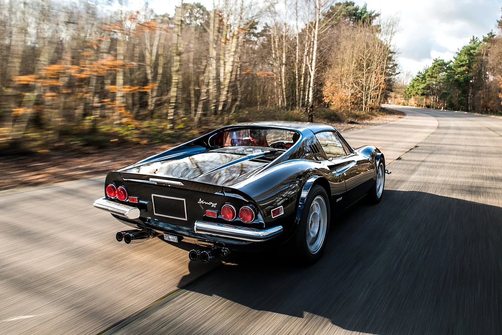 The Dino 3.6 from behind, at speed